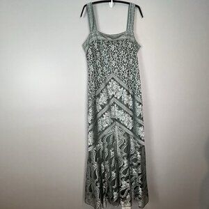 Vintage Damianou Blue Green Sparkle Knit Gown Fitted Sz Medium Retro 20s/30s